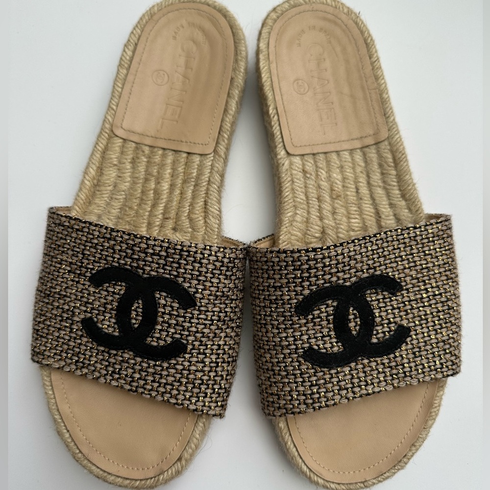 Chanel Espadrille Slides